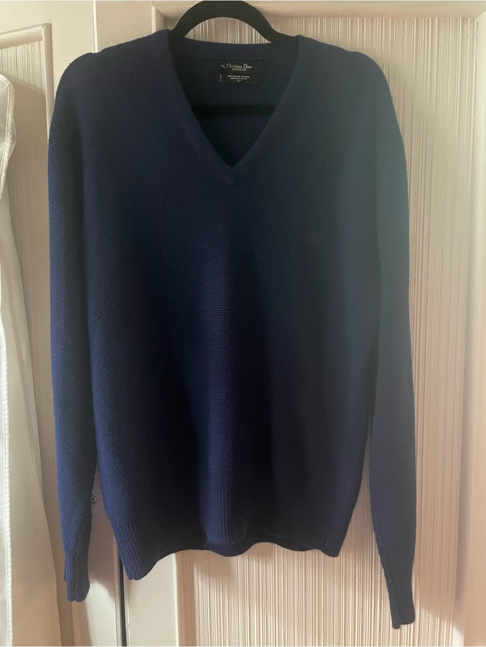 Christian Dior Men's V-Neck Sweater in Navy Blue